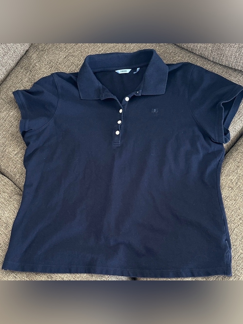 IZOD Women Short Sleeve Polo Shirt Royal Navy Blue Cotton Blend Stretch Sz XL